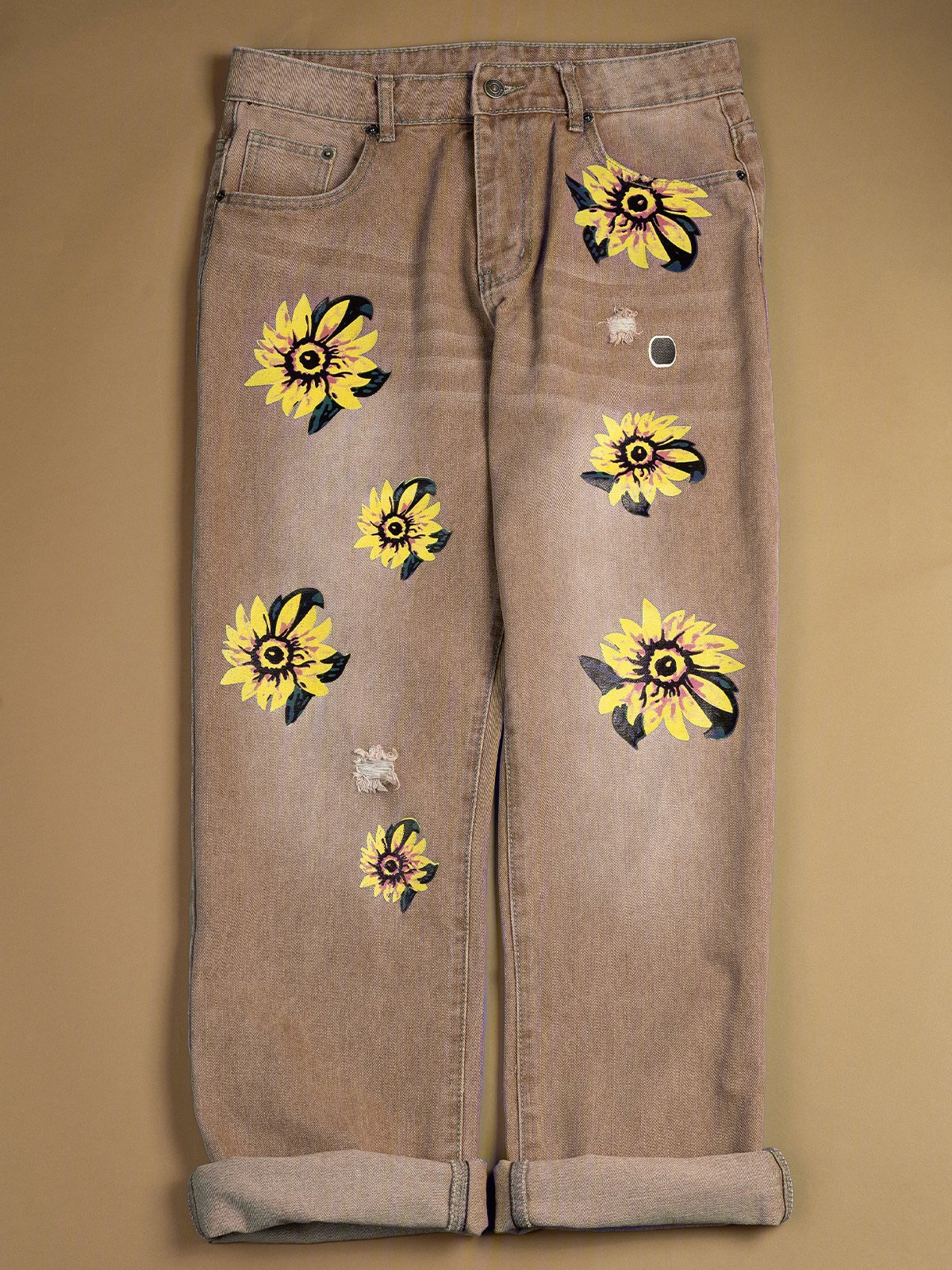 Kwiatowy Dżinsowe Wydrukowany Spodnie jeansowe
