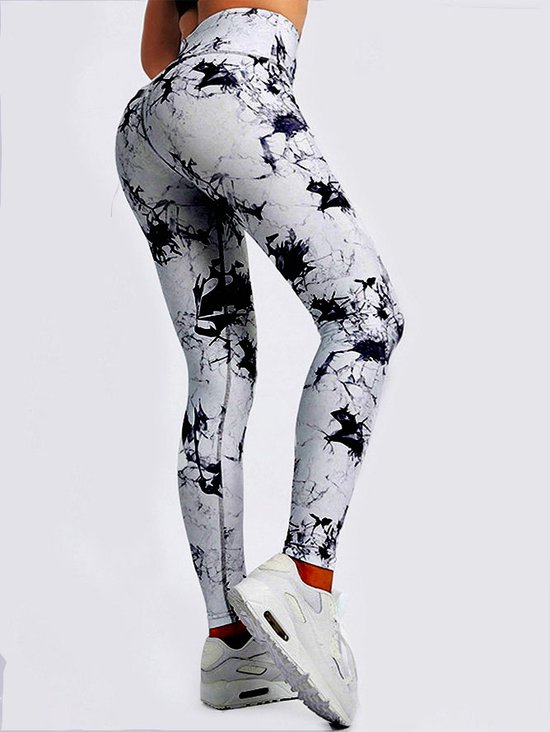 Ze Stretchem Abstrakcyjne Atrament Wiązanie Barwnik Wydrukowany Legginsy Joga Spodnie Zdatność Sportowany Spodnie Plus Rozmiar