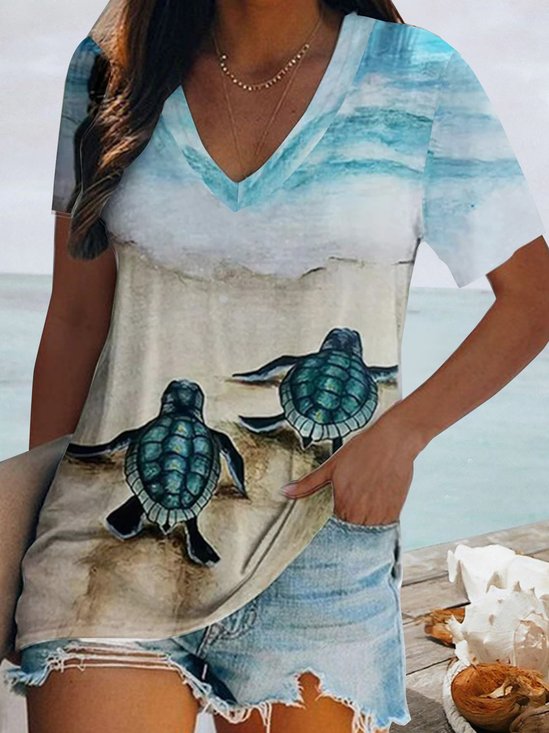Na Co Dzień żółw morski Na Wakacje Na Plaży koszula Plus Rozmiar