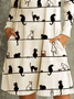 Uroczy Kot Długie Rękawy Mieszanka Bawełny Robienie na drutach Sukienka
