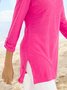 Jednolity Kolor Zapinane na guziki Na Wakacje szeroka brzoskwinia Kolor Różowy szczyt Bluzka Plus Rozmiar tunika
